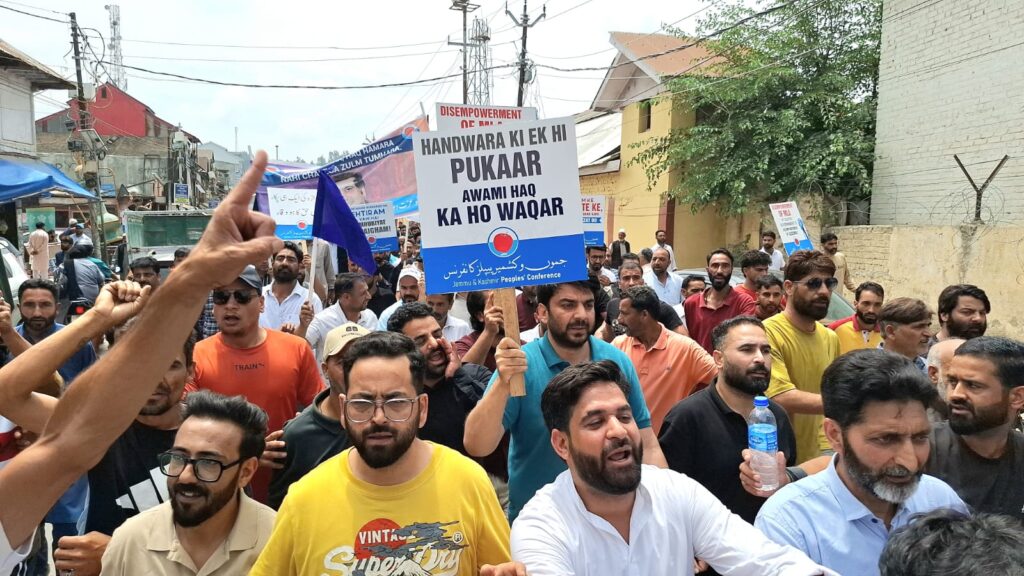 JKPC holds protest, slams NC over “broken promises, high-handedness” J&K Peoples Conference Protest at Handwara